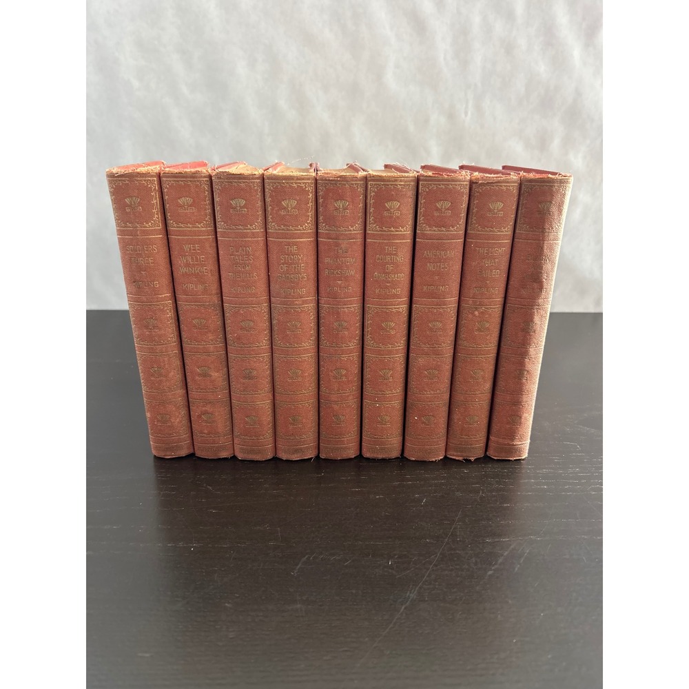 Rudyard Kipling 9 Vol Book Set Lotus Series International Book Red Gilt Antique